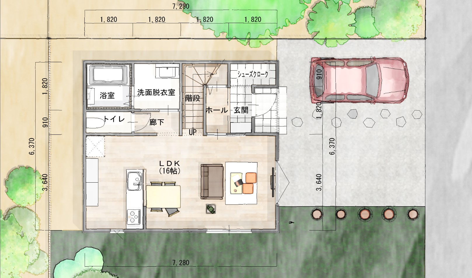 コンパクトスマイル戸建て1階平面図