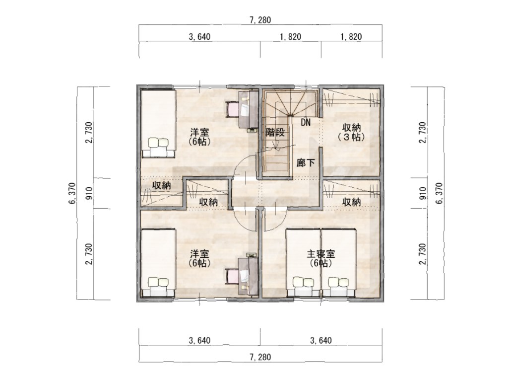 コンパクトスマイル戸建て2階平面図
