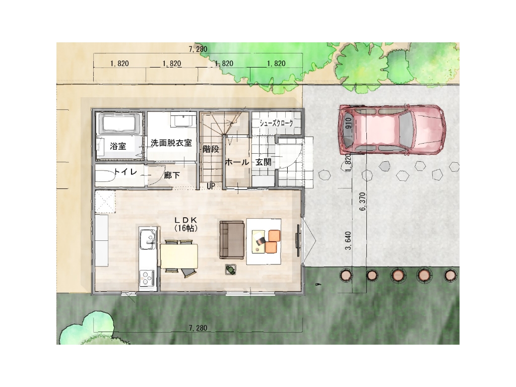 コンパクトスマイル戸建て1階平面図